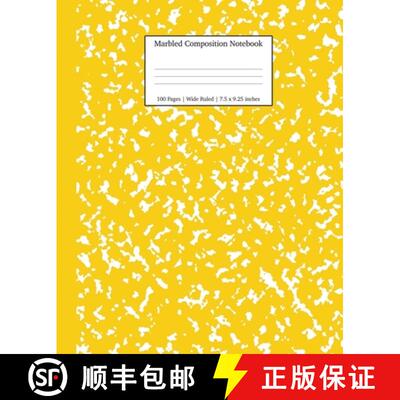 【3-4周达】Marbled Composition Notebook: Yellow Marble Wide Ruled Paper Subject Book [9781989387658]