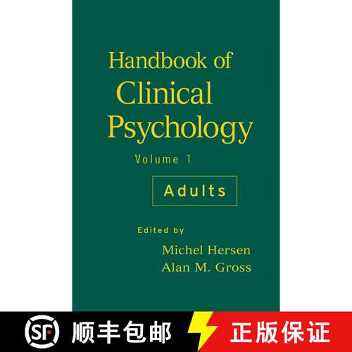 【3-4周达】精装 Handbook Of Clinical Psychology, Volume 1: Adults [Wiley心理学] [9780471946762]