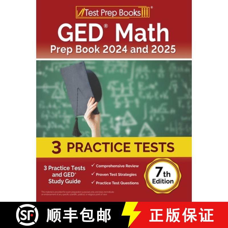 【2-3周达】GED Math Prep Book 2024 and 2025: 3 Practice Tests and GED Study Guide [7th Edition] [9781637757222]