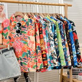 表演风男女通用衬衫 早春花朵晚会宽松衬衣长袖 外穿复古港风设计感