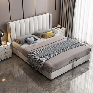 轻奢床简约现代布艺床北欧极简1.5米小户型主卧双人床1.8米实木床