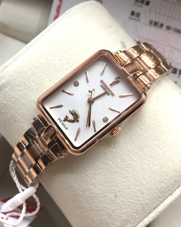 新款宝舵手表女士方盘时尚石英表休闲钢带G9009防水皮带女表G9010