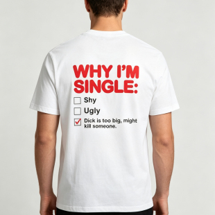 WHY I AM SINGLE T-SHIRT趣味搞笑短袖T恤男为什么我是单身上衣服