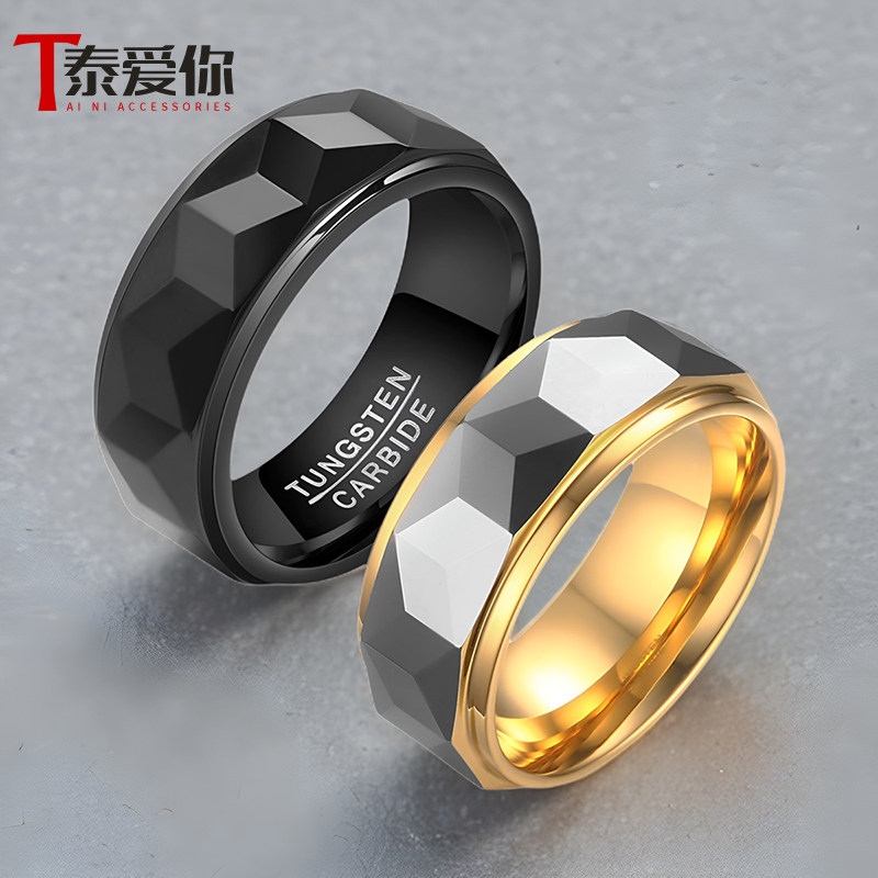 时尚间金男款钨钢戒指图片