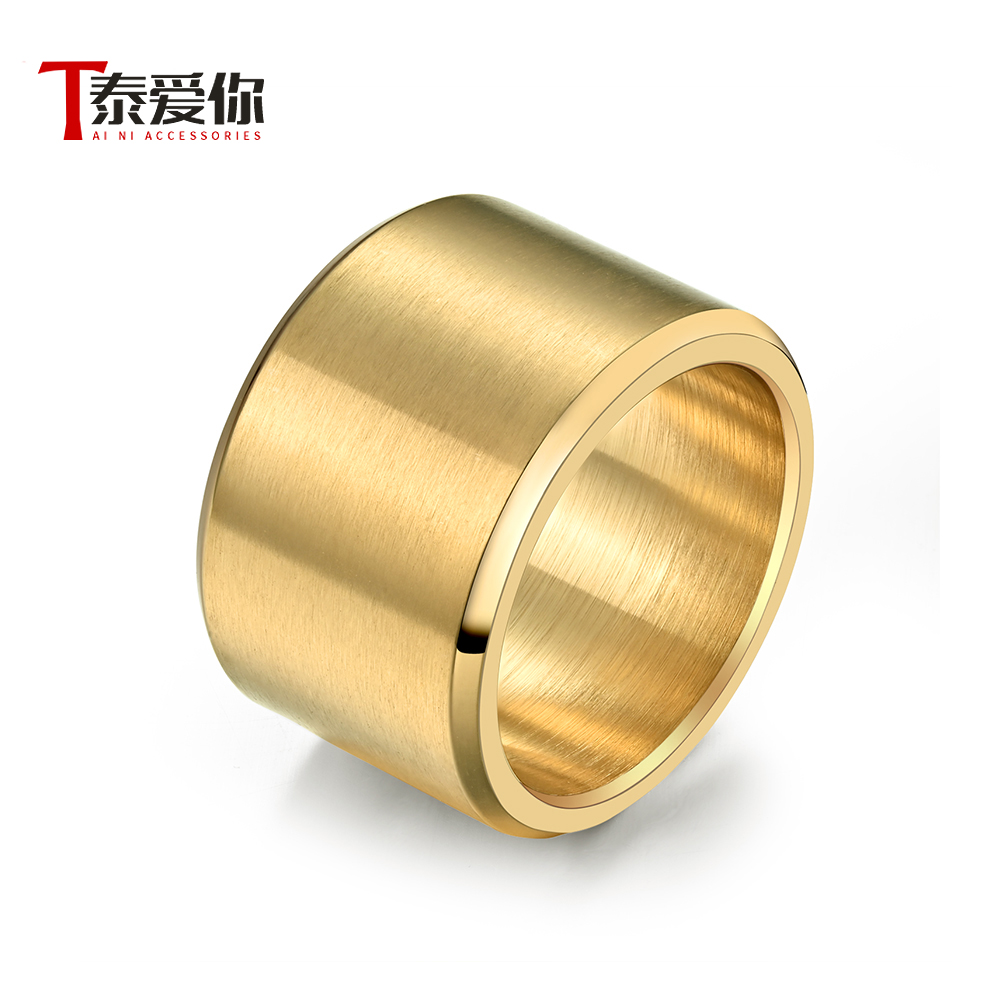 泰爱你霸气哑光钛钢宽面戒指