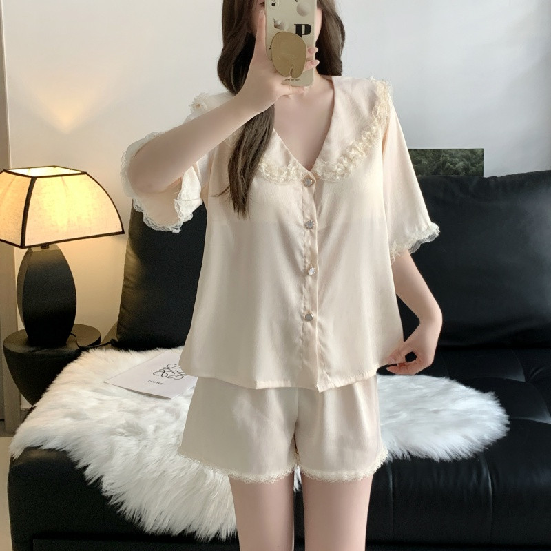 蕾丝性感短袖套装外穿家居服甜美