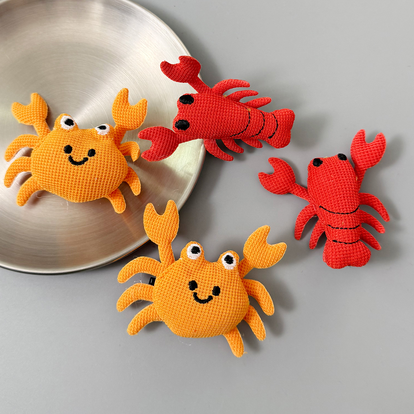 玩偶布艺立体螃蟹小龙虾发夹红色可爱趣味搞怪发卡子侧边刘海头饰