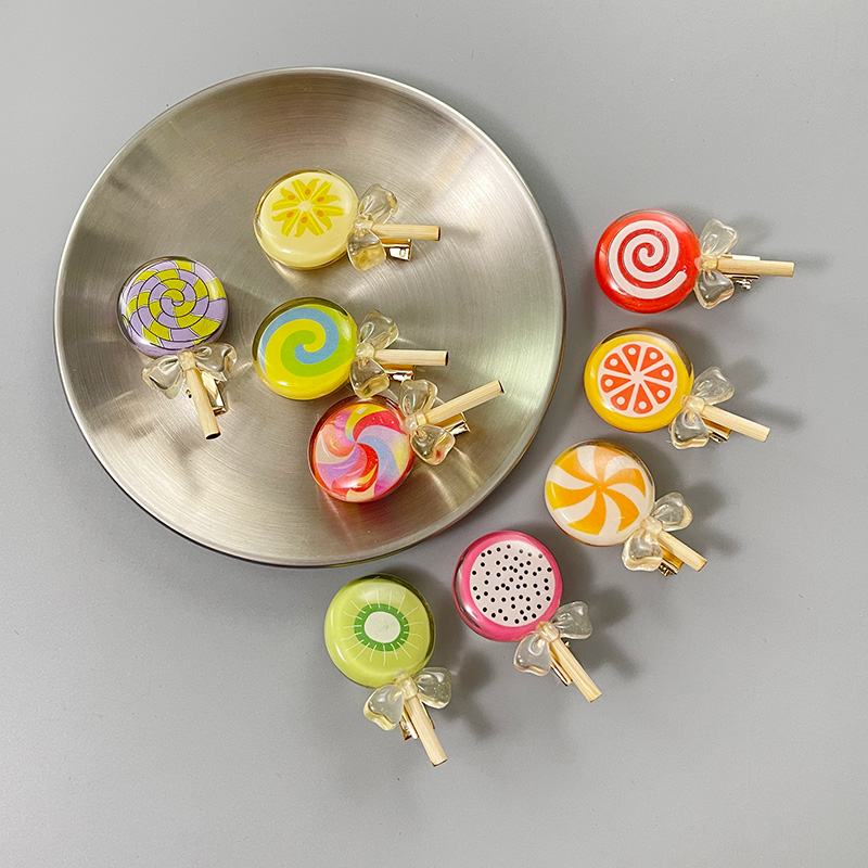 可爱彩虹可爱搞怪仿真棒棒糖发夹趣味儿童水果侧边刘海卡子头饰品