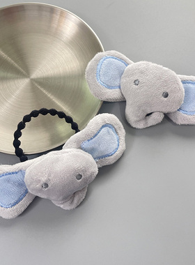 玩偶立体可爱毛绒秋冬灰色大象发夹皮筋发圈鸭嘴夹儿童侧边新款女