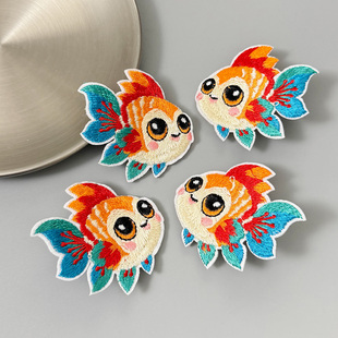 可爱古风刺绣中国风金鱼锦鲤彩色一对发夹卡子鸭嘴夹侧边刘海头饰
