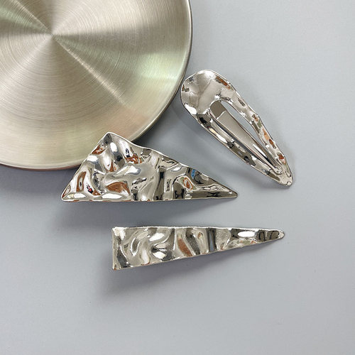 鸭嘴夹金属气质冷淡风银色水滴