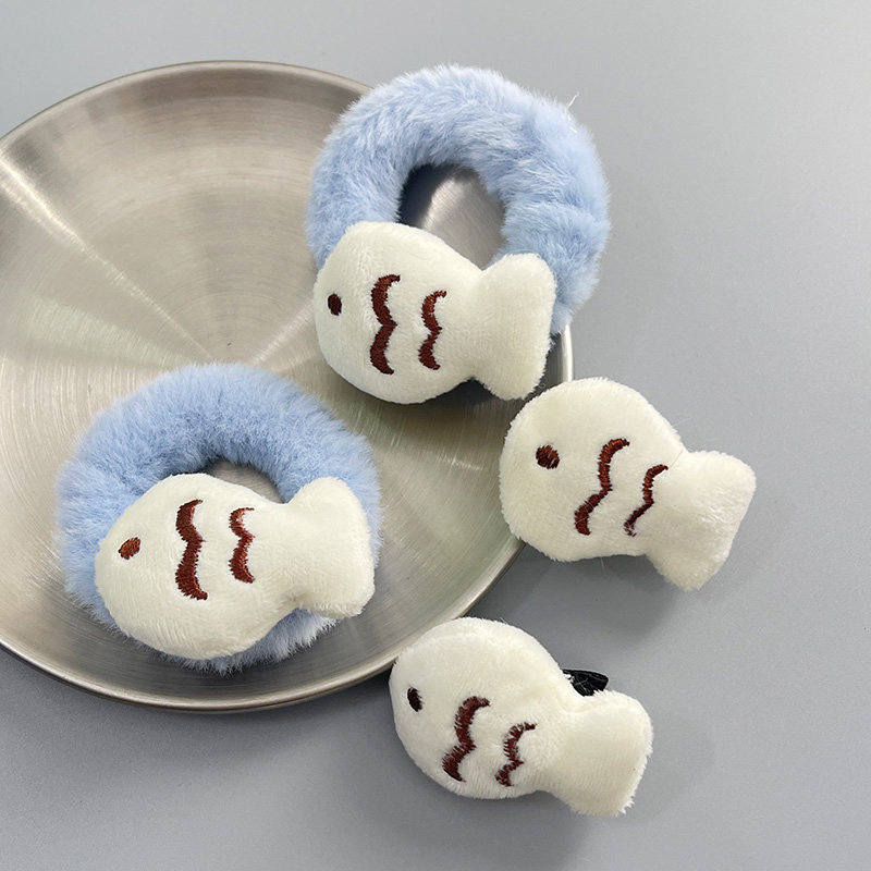 发圈抓夹玩偶毛绒可爱小鱼蓝色