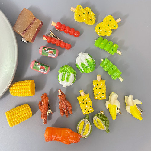 网红烤串玉米猪蹄大白菜搞怪发夹