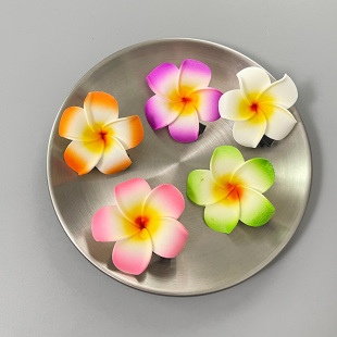 可爱沙滩海边仿真鸡蛋花紫色彩色粉色白色侧边耳边发夹发卡子头饰