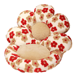 花朵坐垫屁垫椅子冬季办公室久坐座椅垫垫子加厚毛绒靠垫靠背一体