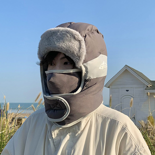 大头围雷锋帽男冬季帽子男款骑车保暖防风护耳防寒电动车一体围脖