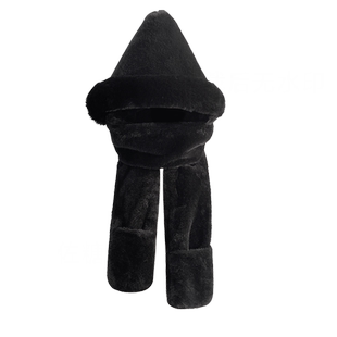 帽子男冬天毛绒帽子围巾手套一体帽男款冬季防风防寒保暖围脖连帽