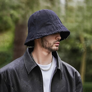 男生帽子水桶帽大头围渔夫帽男款夏季防晒帽男高级感遮脸颚骨盆帽