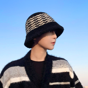 冬天黑色渔夫帽男冬季男生帽子冷帽秋冬2024新款费尔岛帽子潮牌冬