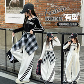 女童秋季 上衣爵士舞大童嘻哈街舞演出服 儿童短款 长袖 T恤屁帘套装