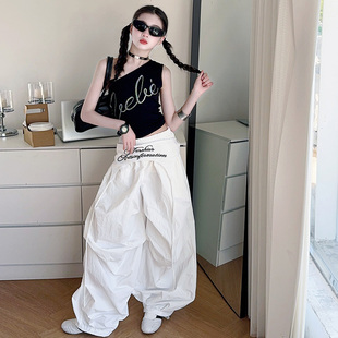 女童夏季爵士舞套装儿童潮流穿搭中大童露肩无袖背心屁帘街舞潮服