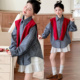 儿童韩版 女童春秋衬衫 套装 披肩格子衬衣白色蛋糕裙大童超好看衣服