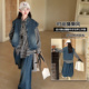女童春秋套装 大童三件套 阔腿裤 2026新款 儿童潮酷牛仔马甲格子衬衫