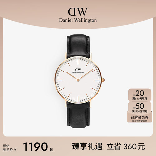 dw手表女36mm表盘皮质女表