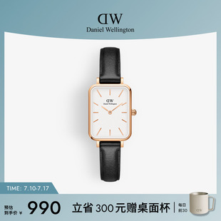 DW手表女款 輕奢小眾女士石英腕表 QUADRO系列復古皮質小方表女款