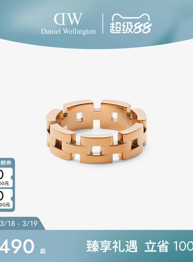 DW戒指女 明星同款链条系列玫瑰金色戒指三格链条式首饰