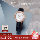 DW手表女款 新品 璀璨系列水晶贝母石英皮质腕表轻奢小众女表
