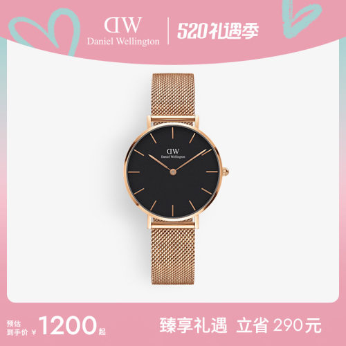 dw手表女金属编织表带32MM流金表