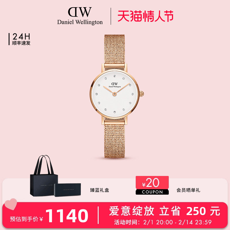 DW手表女 PETITE系列星辰流金表水晶表 24/28mm