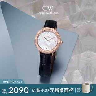 DW手表女 璀璨系列水晶貝母表盤石英表皮質(zhì)腕表輕奢小眾 新品