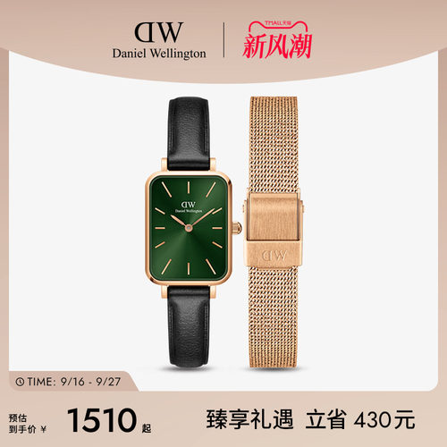 dw女表小绿表+精钢表带礼盒套装