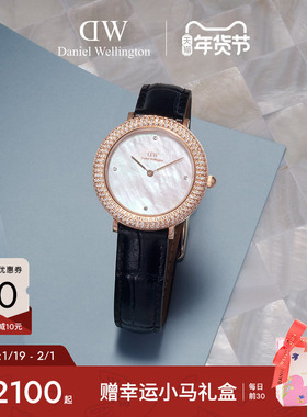 【新品】DW手表女款 璀璨系列水晶贝母石英皮质腕表轻奢小众女表