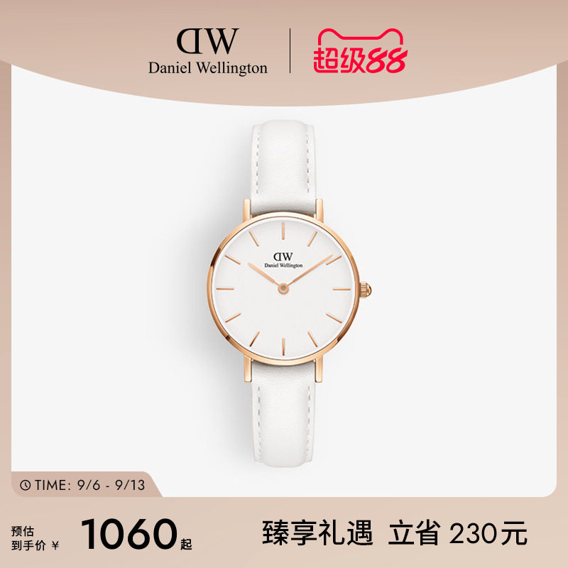 dw手表女皮质石英圆表图片