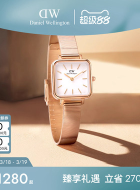 DW手表女QUADRO系列摩登复古方形钢琴表