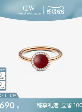 DW戒指女 红韵宝石系列复古红玛瑙石戒指玫瑰金色首饰指环
