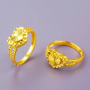 【新款】官方经典沙金心形戒指女款活口指环时尚节日送爱人礼物