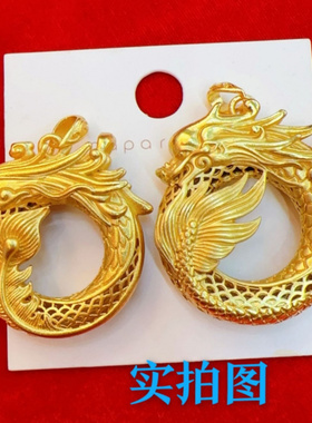 龙凤吊坠黄金色平安扣男女情侣款