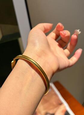 哪吒同款仿金手镯女古法沙金仿真黄金实心素圈实心不掉色结婚三金