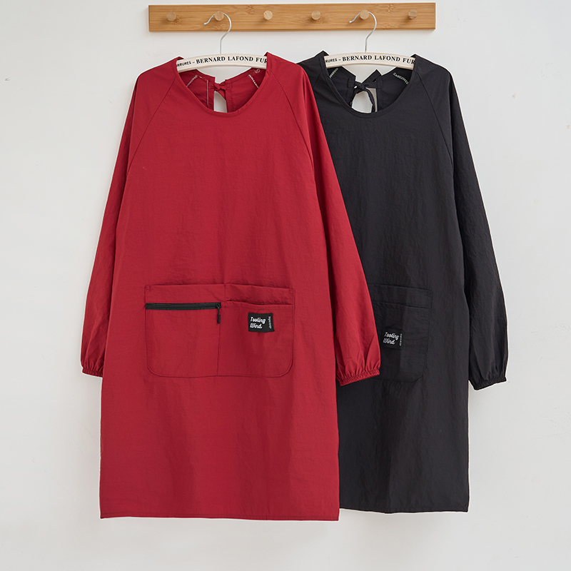 时尚家用防油污长袖大口袋围裙服