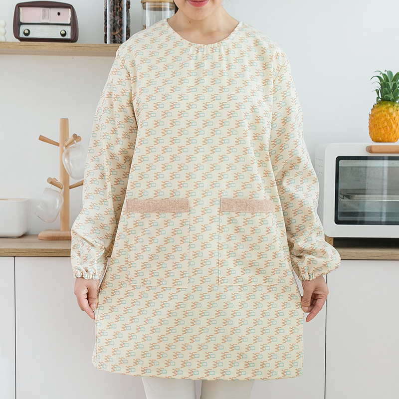 围裙长袖田园风新款防水防油