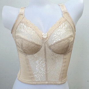 美容院背大胸显小收副乳收胃长文胸薄款无钢圈调整型女全罩杯内衣