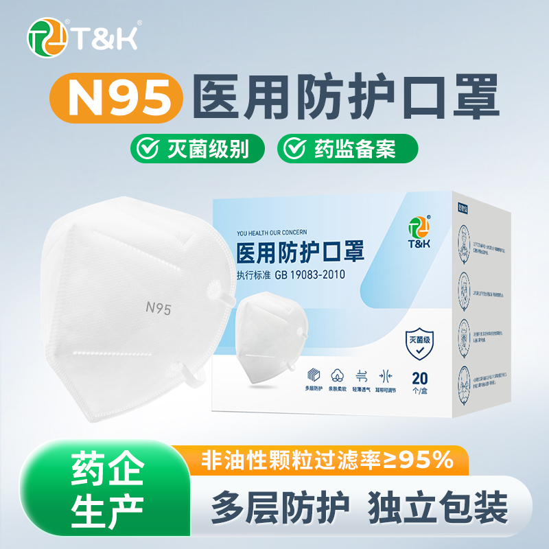 泰恩康成人N95医用防护口罩灭菌