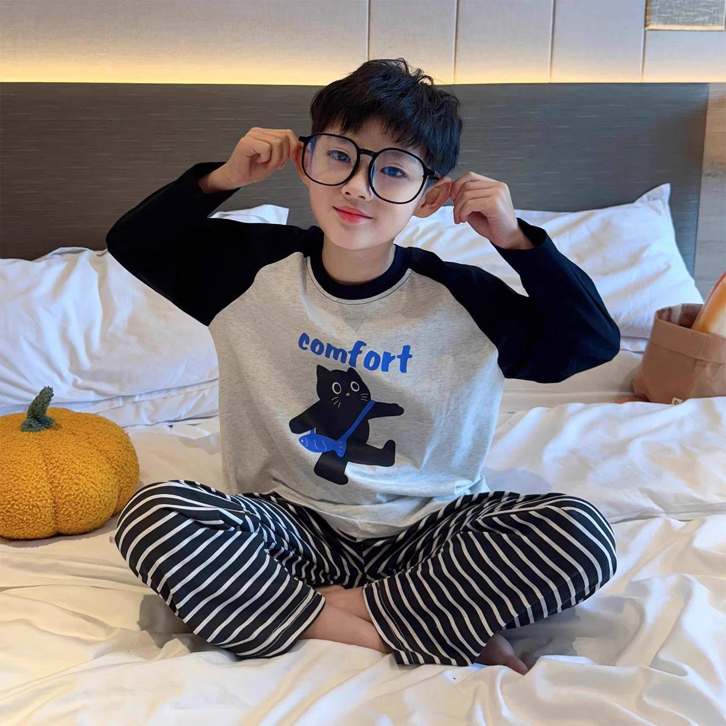 青少年新款儿童睡衣春秋套头男童长袖家居服套装网红中大童空调服,童装/婴儿装/亲子装,家居服套装,淘宝优惠券,粉丝福利购,淘宝优惠卷