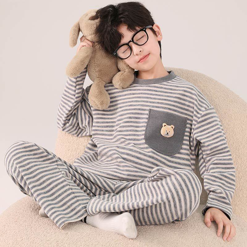 男童德绒睡衣加厚套装秋冬款保暖宽松中大童条纹家居服两件套儿童,童装/婴儿装/亲子装,家居服套装,淘宝优惠券,粉丝福利购,淘宝优惠卷