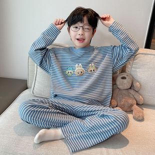 男童睡衣套装秋衣秋裤德绒保暖内搭体恤中大童长袖秋冬儿童家居服