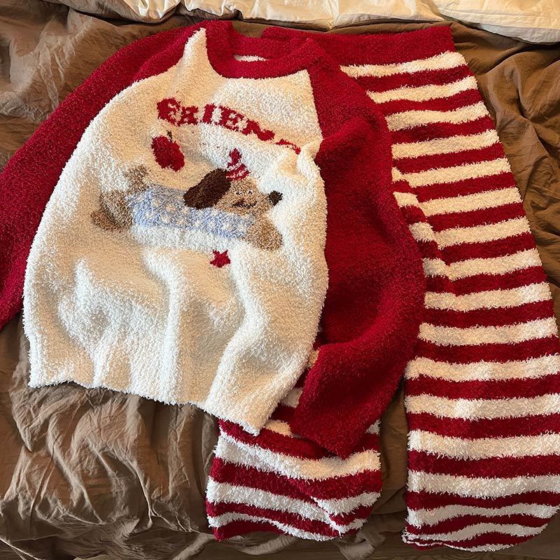 秋冬款新款休闲睡衣家居服卡通套装女童2025加绒保暖新款宽松洋气